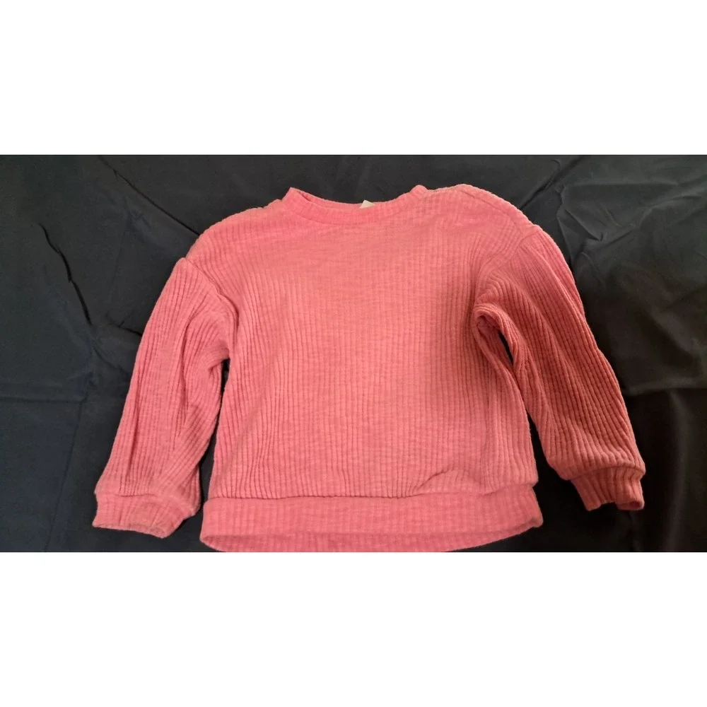 Old Navy Long Sleeve Shirt Girls 3T Pink Ribbed Knit Pullover Top Casual